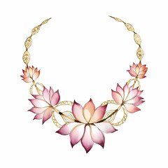 lotus flower necklace delicate pink lotus and waterlily   isolated on white background