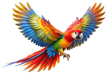 Fototapeta premium Colorful Macaw Soaring with Outstretched Wings