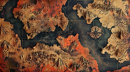 Naklejka premium Science fiction landscape planet map space navigation cartography futuristic design