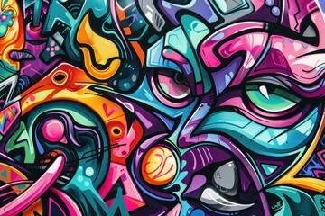 Fototapeta premium Abstract Graffiti Wall Art with Bright Colors and Geometric Shapes