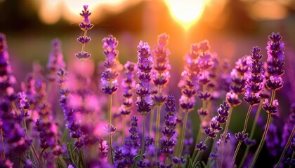 Obraz premium Lavender field in full bloom, vibrant and aromatic, Botanical, Soft purples, Photograph, Floral beauty