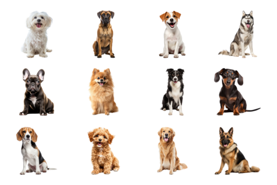 PNG dog sitting  design element set, transparent background