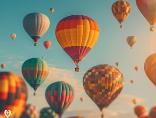 Obraz premium Colorful Hot Air Balloon Festival Celebrating the Joy of Flight with Scenic Sky Views