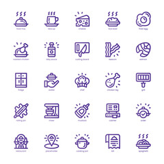 Restaurant icon pack for your website, mobile, presentation, and logo design. Restaurant icon basic line gradient design. Vector graphics illustration and editable stroke.