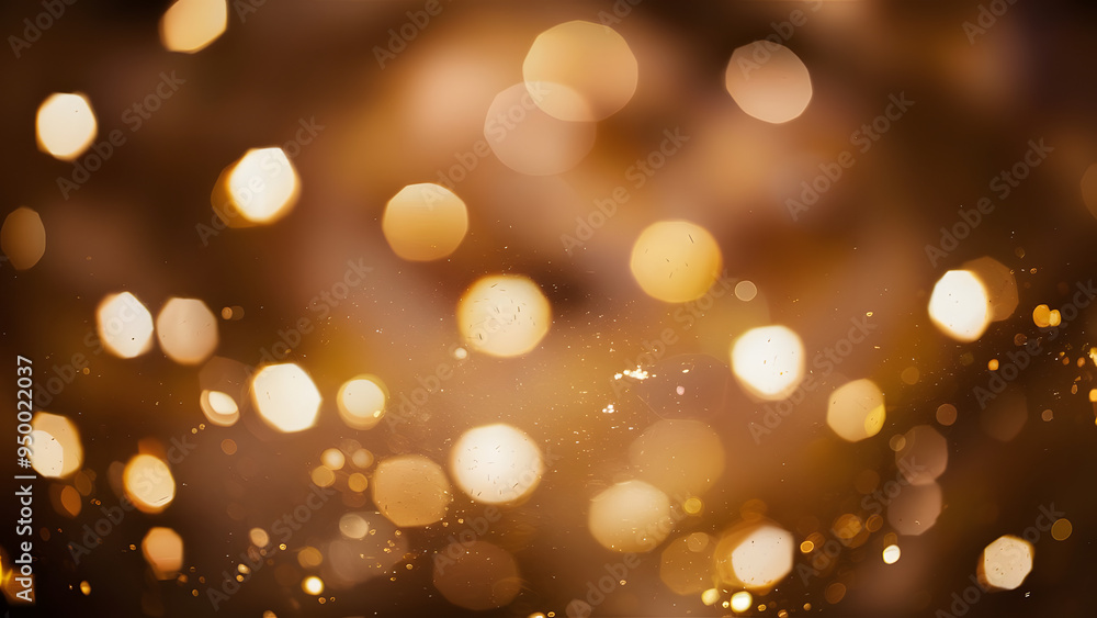 Poster golden bokeh sparkle: shimmering gold bokeh lights create a warm and festive backdrop, perfect for c