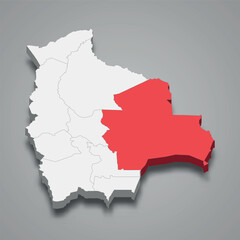 Santa Cruz department location within Bolivia 3d map