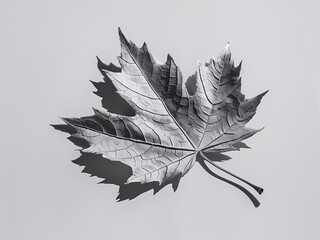 Naklejka premium metallic silver autumn leaf, maple leaf oak leaf metallic 
