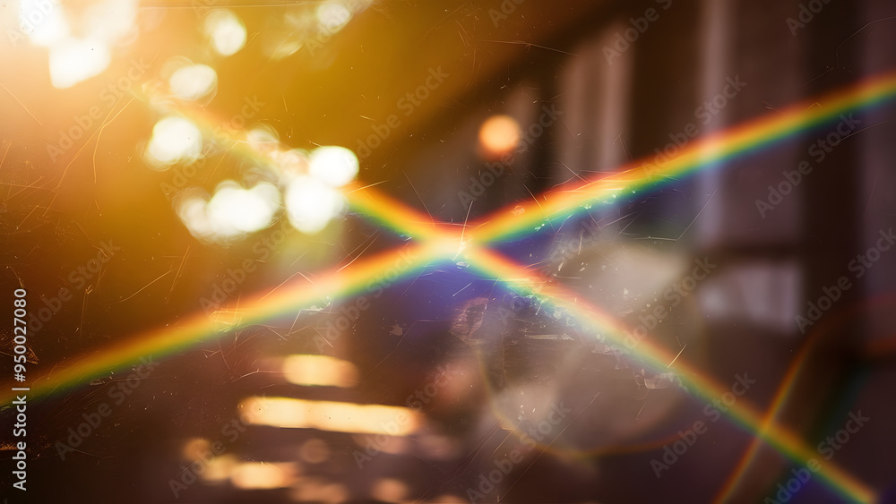 Aufkleber rainbow through the glass: a captivating abstract image of a rainbow shining through a window, creat