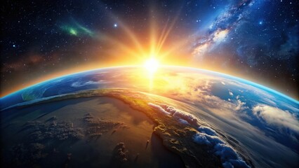 Planet Earth with sunrise seen from space, Earth, planet, sunrise, space, solar system, astronomy, beauty, cosmic, global, horizon