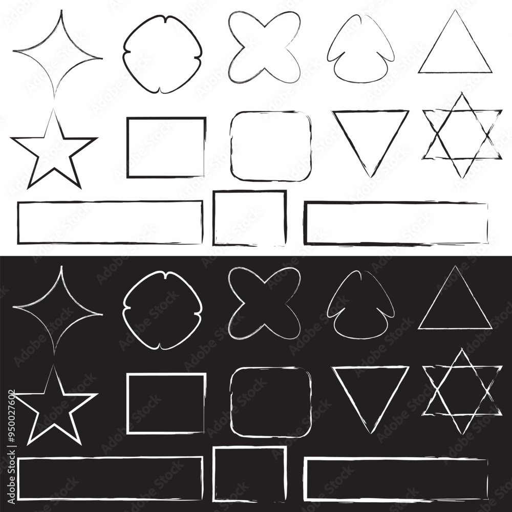 Poster hand drawn doodle grunge square highlights. charcoal pen rectangle borders. marker scratch scribble 