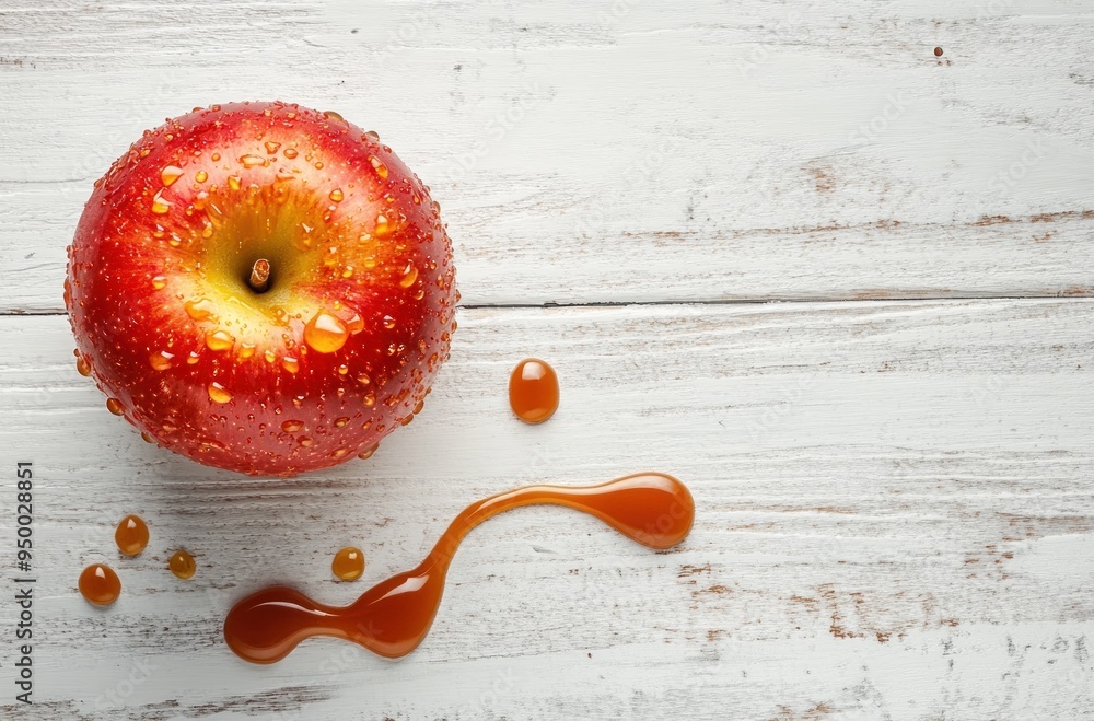 Wall mural Red Apple with Caramel Drizzle