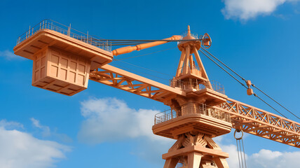 Fototapeta premium Professionally crafted 3D wooden model of Heavy Lift Crane. 