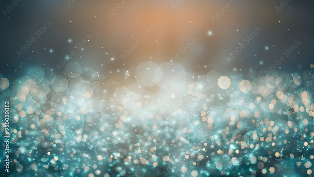 Aufkleber abstract teal and gold glitter bokeh background: shimmering, ethereal and abstract teal and gold gli