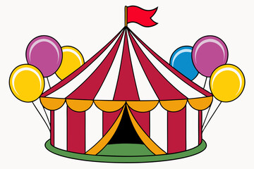 Colorful Circus Tent & Balloons Vector Art