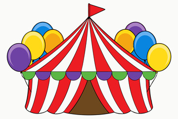 Colorful Circus Tent & Balloons Vector Art