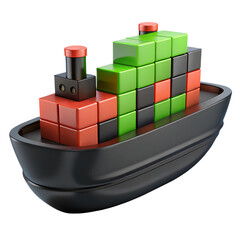 Cargo ship 3D object.