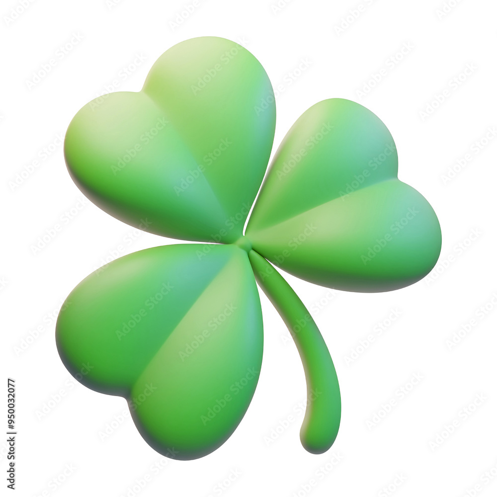 Poster three leaf clover 3d render icon isolated on transparent background cutout