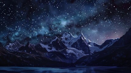 Fototapeta premium Starry night over mountain wallpaper
