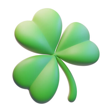 three leaf clover 3d render icon isolated on transparent background cutout