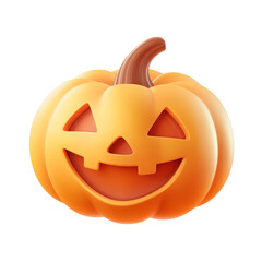 halloween pumpkin 3d render icon isolated on transparent background cutout
