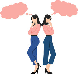 考え事をする女性のイラスト