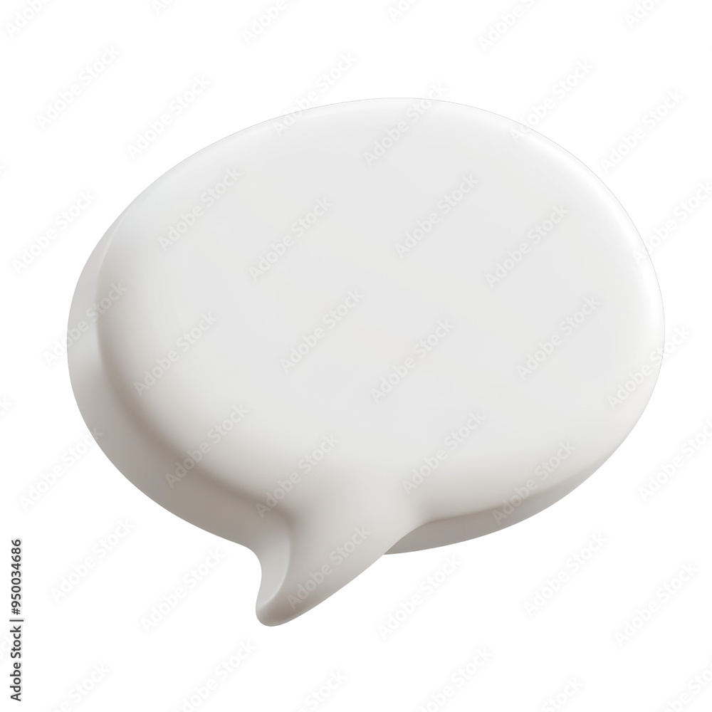 Poster white speech bubble 3d render icon isolated on transparent background cutout