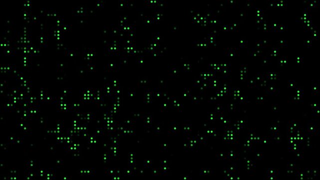 The animated video background glitches on the computer screen with black and green colors that look like an error

