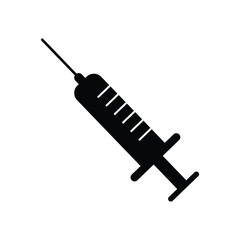 Black syringe icon. injection syringe medical icon isolated on black. syringe symbol for computer and mobile app. vaccine