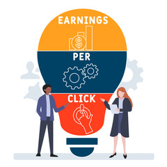 EPC - earnings per click acronym. business concept background. vector illustration concept with keywords and icons. lettering illustration with icons for web banner, flyer, landing