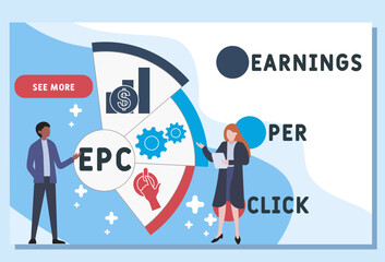 EPC - earnings per click acronym. business concept background. vector illustration concept with keywords and icons. lettering illustration with icons for web banner, flyer, landing