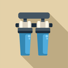 Illustration of a double water filter system purifying drinking tap water, promoting clean and healthy hydration