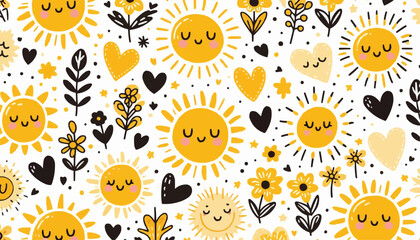 Fototapeta premium seamless pattern with sunflowers