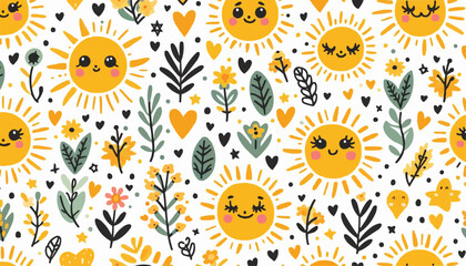 seamless pattern with sunflowers