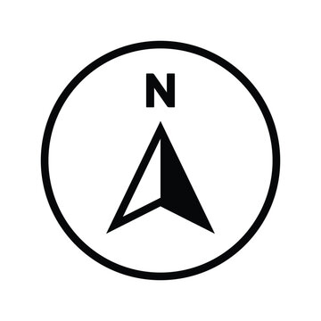 North direction arrow icon or map N sign navigation GPS symbol stock illustration