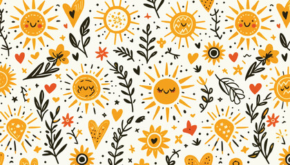 seamless pattern with sunflowers