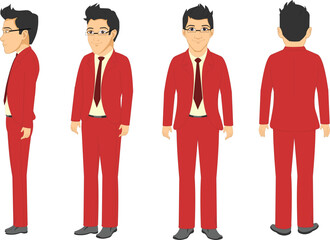 Man Turnaround Sheet. Indian Character Turnaround sheet. Front, Side, Back View Animated Character. Indian 2d Character Turnaround Sheet.