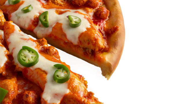 A delicious freshly baked greek pizza with feta cheese, olives, tomato, and green pepper