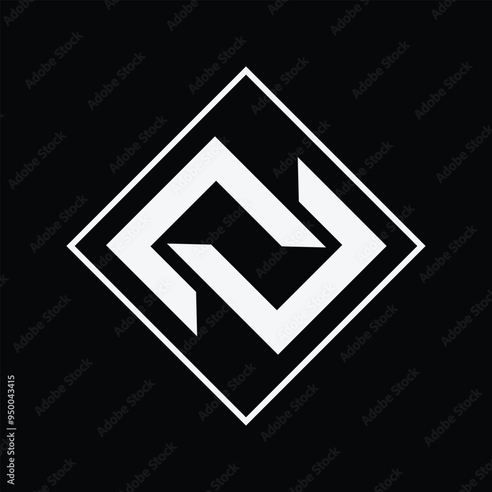 Poster this design is a simple flat logo of an initial letter n in white color inside a diamond shape that 