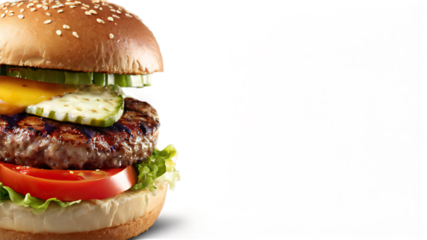 Smash burger with lettuce, cheddar cheese and sauce.