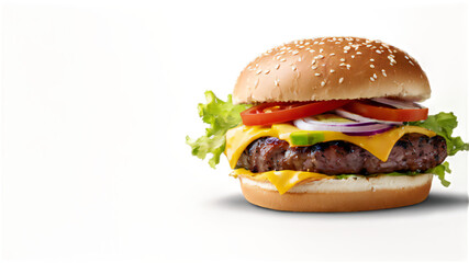 Smash burger with lettuce, cheddar cheese and sauce.