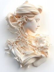 Abstract Sculpture of a Woman's Face.