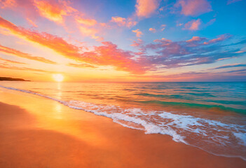 Fototapeta premium Morning Glow: Sunrise Over the Sea