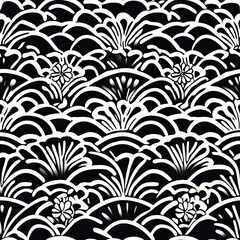 Black and White Floral Seamless Pattern