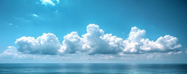 Scenic coastal view with cumulus clouds drifting across the sky, the fresh ocean air invigorating the scene, Cumulus Scenic Air, Coastal serenity