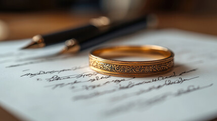 Divorce papers being signed or stamped, symbolizing the formal and legal aspects of divorce.