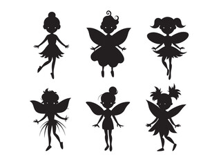 Fairy magic silhouettes set  vector silhouette design, isolated white background