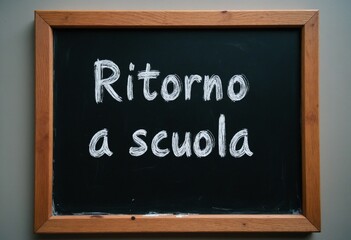 Obraz premium Black board with the word Ritorno a scuola written on it