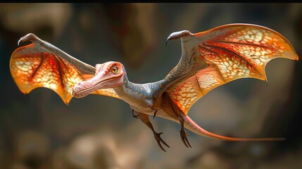 Flying Pterodactyl Cartoon Character: Funny Dinosaur Vector Icon