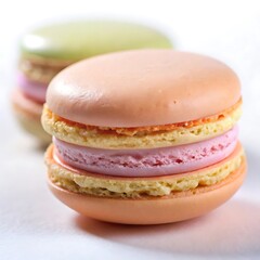 Three assorted-flavor macarons