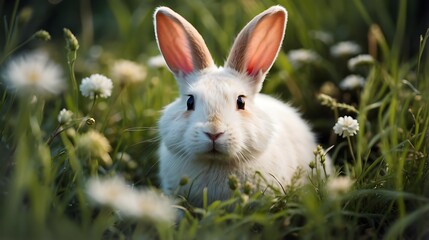 white rabbit on grass